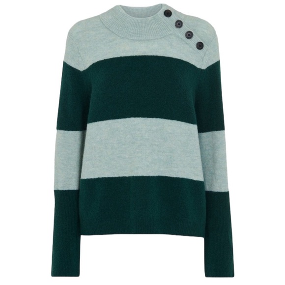 Whistles Stripe Button Neck Jumper Stripes Size Medium NWT - Picture 14 of 14